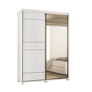 Guarda Roupa Quality 2 Portas Com Pé Com Espelho Branco