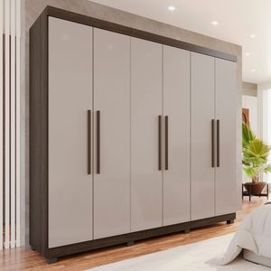 Guarda Roupa 6 Portas 4 Gavetas New Malibu Imbuia - Off White