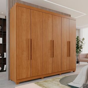 Guarda Roupa Casal 6 Portas 3 Gavetas Roma Cinamomo