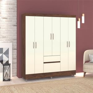 Guarda Roupa Casal Panama 6 Portas Design Inteligente Nature-champanhe