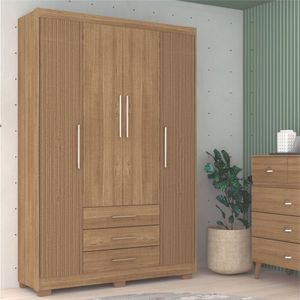 Guarda Roupa Casal 4 Portas e 3 Gavetas Madri Nature-brisa