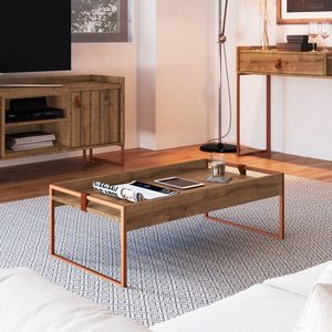 Mesa Centro Columbia Retangular Para Sala De Estar Woodmel