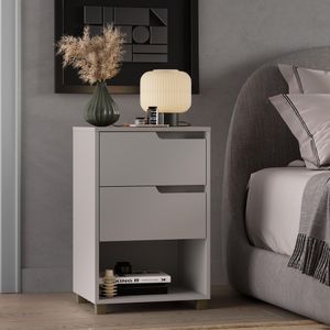 Mesa Cabeceira Em Mdf Com 2 Gavetas E 1 Nicho Da Vinci Cinza
