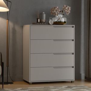Cômoda Em Mdf Com 4 Gavetas 80cm X 104cm X 45cm Monet Cinza