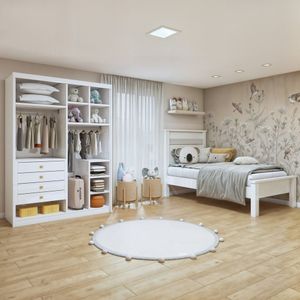 Quarto Infantil Completo Closet Eloá E Cama Irlanda Branco