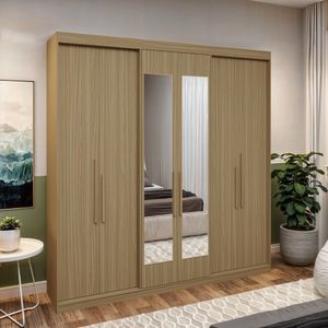 Guarda Roupa Casal 6 Portas Lugano Com Espelho Cedro