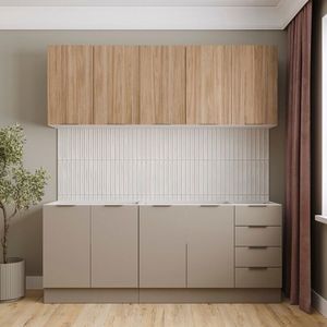 Cozinha Modulada 4 Peças Sem Tampo Com Rodapé 2 Aéreos E 2 Balcões Ipanema Cabecasa Madeiramadeira Fendi