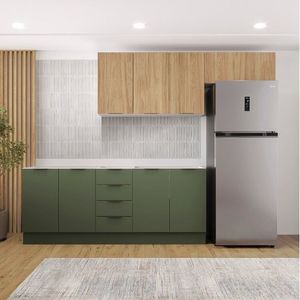 Cozinha Modulada 4 Peças Sem Tampo Com Rodapé 2 Aéreos E 2 Balcões Ipanema Cabecasa Madeiramadeira Verde