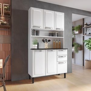 Kit De Cozinha Compacta Branco Em Aço 6 Portas 2 Gavetas Pratika