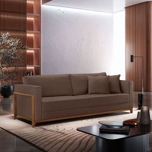 Sofá Paris 03 Lugares 174 Cm Bouclê Marrom