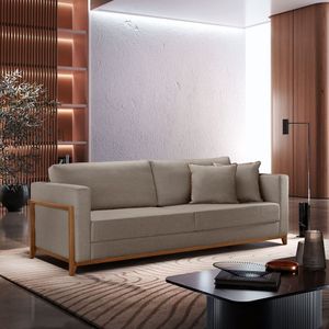 Sofá Paris 03 Lugares 174 Cm Linho Cinza
