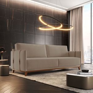 Sofá 3 Lugares Bouclê 156cm Dubai Bege