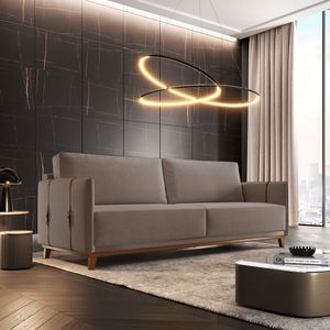 Sofá 3 Lugares Linho 156 Cm Dubai Cinza