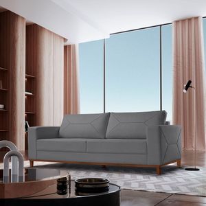 Sofá Roma 3 Lugares Veludo 2,20cm X 90cm X 85cm Cinza