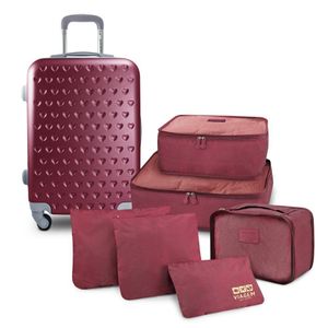 Kit Mala De Bordo E Organizadores De Malas 6 Pçs Love Vinho