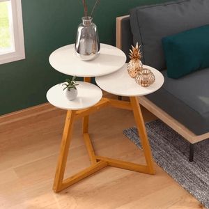 Mesa Lateral Classic 3 Tampos Off White/Nature