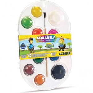 Estojo Aquarela Com 12 Cores - Acrilex - Unica Estojo Aquarela Com 12 Cores - Acrilex -