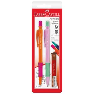 Lapiseira Poly Slim 0.5mm 2 Unidades Faber-castell Rosa E Laranja
