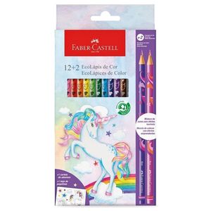Lápis De Cor Redondo 12+2 Cores Faber-castell Unicórnio