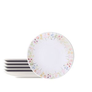Kit Prato Sobremesa Tramontina Artemis Em Porcelana Decorada 21 Cm 6 Peças Tramontina