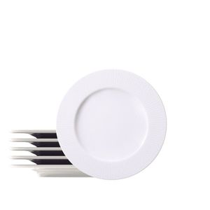 Kit Prato Sobremesa Tramontina Mesh Em Porcelana Decorada 21 Cm 06 Peças Tramontina
