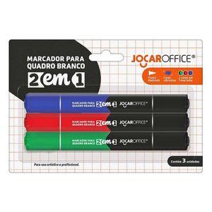 Kit 3 Pincel Marcador Quadro Branco 2 Em 1 Jocar Office