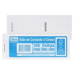 20 Unidades Talão De Comando 2 Corpos 100 Folhas Tilibra - 20un