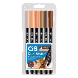Caneta Pincel Cis Dual Brush Tons De Pele Com 6 Cores