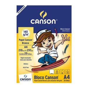 Bloco De Desenho 140g-m² A4 Branco Canson 20 Folhas