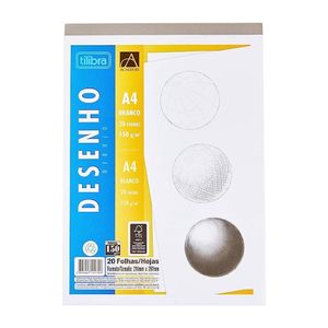 Bloco De Desenho 150g-m² A4 Branco Académie 20 Folhas
