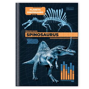 Caderno Capa Dura Brochura 80fls Universitário Planeta Dinossauro Cadersil Laranja