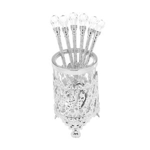 Conjunto De 06 Colheres Com Suporte De Zamac Niquelado Crystal Prata 3734 Lyor