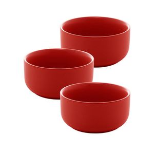 Conjunto Com 03 Petisqueiras Cerâmica Nórdica Vermelho Matt 28680 - Bon Gourmet