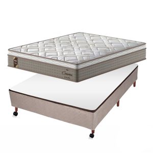 Conjunto Probel Cameron Euro Pillow Box Castor Revolution Híbrido Bege Casal 138x188x70cm