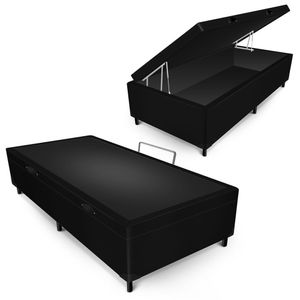 Box Baú Max Ultra Blindado Suede Preto Solteiro Americano 96x203x42cm