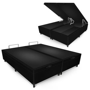 Box Baú Max Ultra Blindado Suede Preto King Size 193x203x42cm