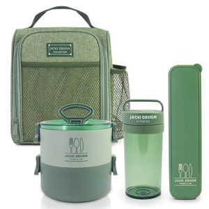 Conjunto Da Linha Joy Com Bolsa Térmica, Porta Talher, Pote De Marmita 2 Andares E Garrafa 430ml Verde