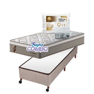 Conjunto Probel Cameron Box Castor Bege Solteiro 88x188x70cm - Super Combo Feito Pra Você!