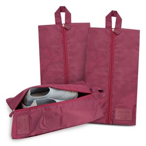 Conjunto Bolsa Porta Sapato Estampa Lisa 3 Peças Vinho