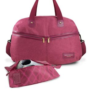 Conjunto Bolsa De Viagem Com Porta Sapato Jacki Design Vinho