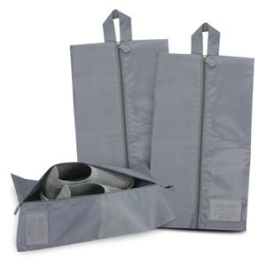 Conjunto Bolsa Porta Sapato Estampa Lisa 3 Peças Cinza