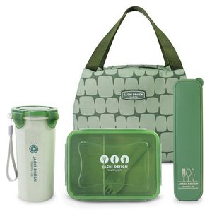 Conjunto Kit Fitness De 3 Peças E Porta Talheres Portátil Cor Verde