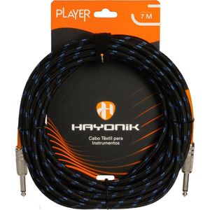 Cabo Para Instrumentos Player P10 Textil 7m Preto-azul Hayonik