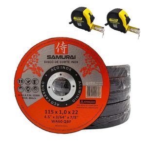 Kit 50 Discos De Corte Inox 1mm Samurai 115x22mm + 2 Trenas
