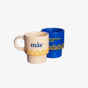 Kit Canecas Empilháveis Mãe Azulejo Zonacriativa