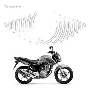 Protetor Tanque Adesivo Lateral Moto Tiras Transparente Color Branco