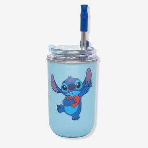Copo Neo Com Canudo Stitch Namorados Disney