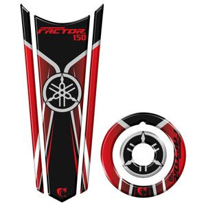 Adesivo Gravata Tanque E Bocal Moto Resinado Factor 150 Vermelho