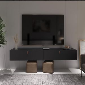 Rack Suspenso Para Tv Até 70 Polegadas 2 Portas Grécia 180cm Preto E Nature