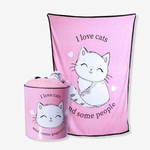 Kit Manta Com Balde Eu Amo Gatos Zonacriativa